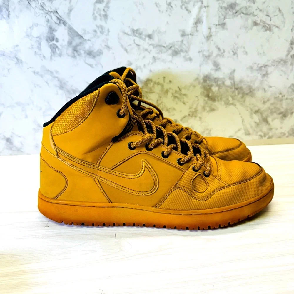 Nike Air FORCE Mens Size 11 Beige, mustard yellow, black sneakers